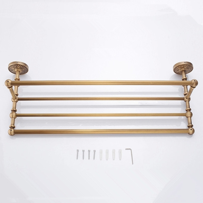 whole and retail promotion modern antique brass bathroom shelf towel rack holder towel bar hangers ha-20f