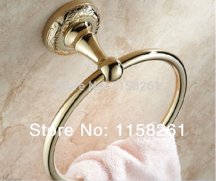 solid brass gold finished round towel ring,bathroom accessories product towel holder,towel rack whole banheiro st-3295