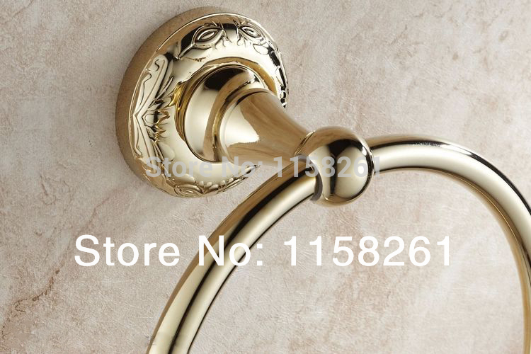 solid brass gold finished round towel ring,bathroom accessories product towel holder,towel rack whole banheiro st-3295