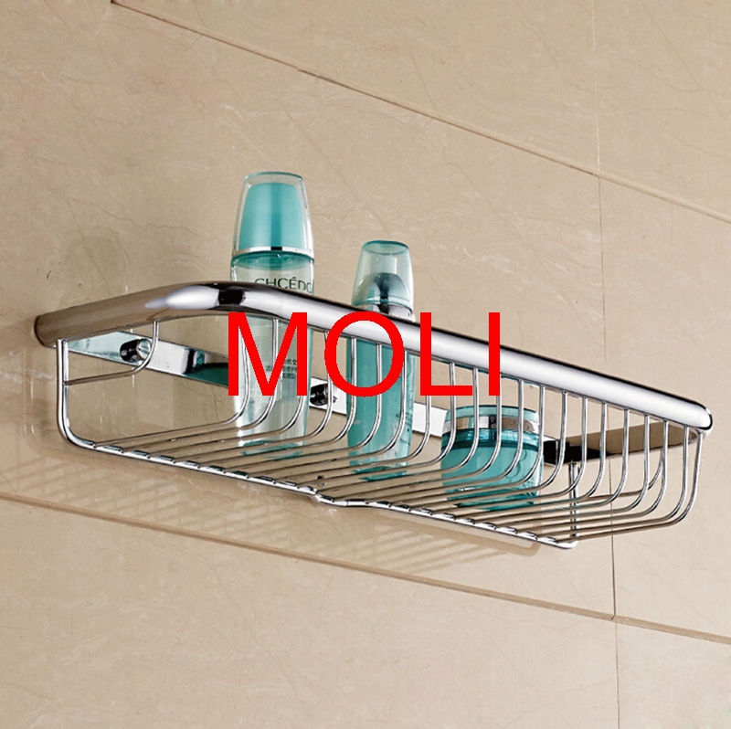 wall mounted bathroom shelf copper chrome single layer shower storage basket rectangle bath shelves bathroom accessories