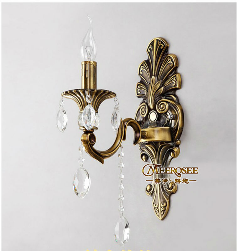 bronze color crystal wall sconces light for wall candle bracket lamp md8741