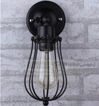est wholes price 10pcs/lot caged wall lamps edison industrial lighting brass socket loft aged wall lamps