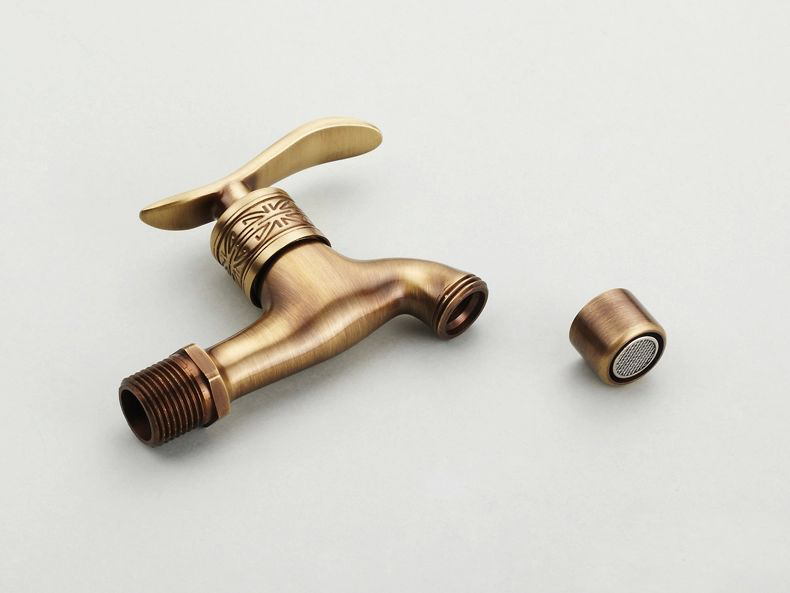 garden faucet whole promotion new flower carved antique brass washing mashine faucet single handle mixer tap hj-8662f