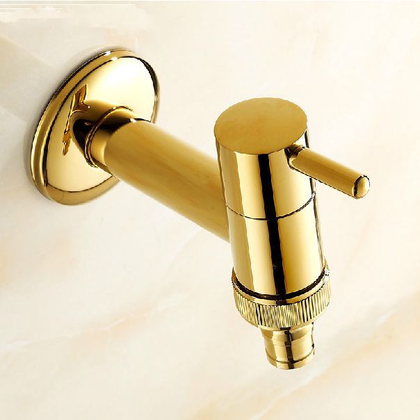 new garden golden brass finish bathroom wall mount washing machine water faucet taps bath mixer tap toilet pool use hj-0205k
