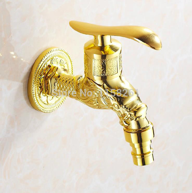 new garden golden dragon style bathroom wall mount washing machine water faucet taps bath mixer tap toilet pool garden use 9666k - Click Image to Close