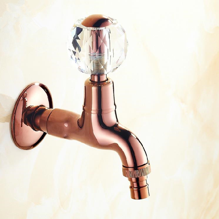 new style rose gold lengthening bibcock faucet brass wall mounted bathroom washing machine faucet outdoor bathroom mixer 9408e