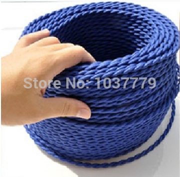 100 meters long dark blue color braided textile fabric wire cable for vintage pendant lamp