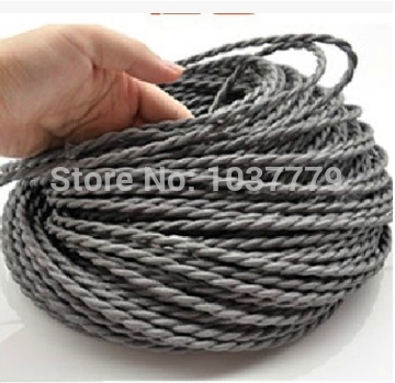 100meters grey color twisted textile wire fabric braided cable for edison vintage lamps