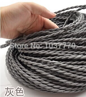 100meters grey color twisted textile wire fabric braided cable for edison vintage lamps