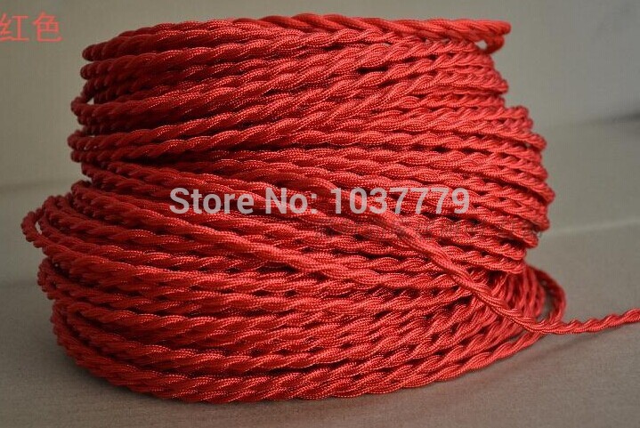 100meters in one roll uncut red color braided textile fabric wire pendant lamp fabric cable