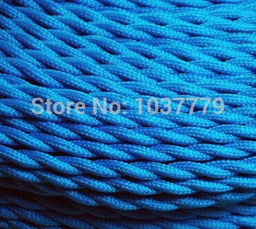 100meters long blue color braided textile fabric wire cable for vintage pendant lamp