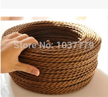 100meters long coffee color double core cord for pendant lamp braided textile fabric wire cable