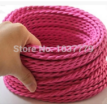 100meters long lovely pink color braided textile fabric wire cable for vintage pendant lamp