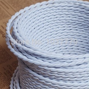 100meters long white color double core cord braided textile fabric wire cable