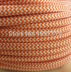 100meters/roll 2*0.75mm copper cord vintage orange and white knitted electrical wire cloth electrical wire for pendant lights