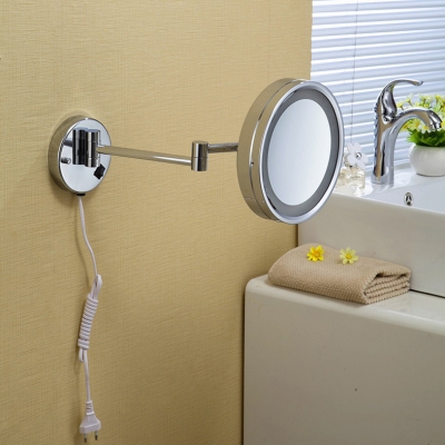 10"wall mounted round one side bathroom mirror led makeup cosmetic mirror lady's private mirror 2098