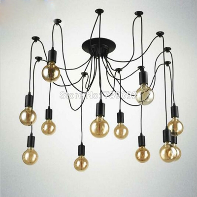12 arms black northern europe individuality creative edison industrial e27 spider lamp coffee house pendant lights ship