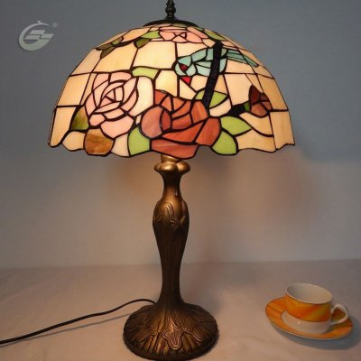 16 inches table lamp european pastoral style charactizing a rose table light ysltb4-01 [glass-lamp-1332]