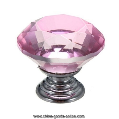 1pc pink diamond crystal glass door drawer cabinet furniture handle knob screw