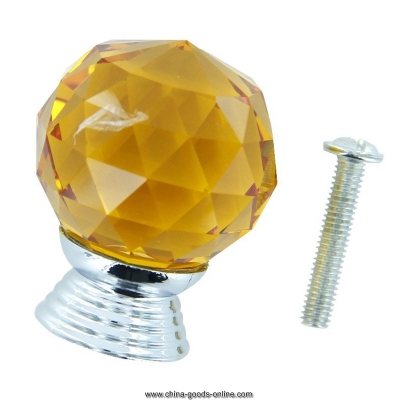 1pcs crystal drawer/cabinet/door pull/knob/handle (deep yellow) [Door knobs|pulls-2778]