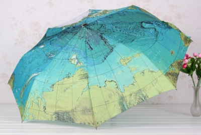 2014 fashion folded 190t anti uv high class big size earth map practicability umbrella