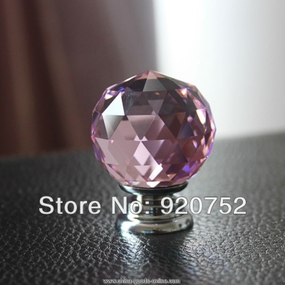 2014 new 35mm pink crystal faceted knob cabinet knobs glass knobs [Door knobs|pulls-429]
