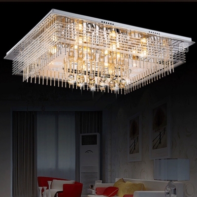 2015 fashion modern led simple glass crystal plated square foyer ceiling light with led bead e27 bulb base
