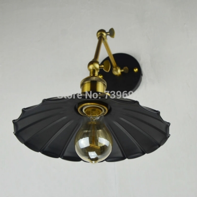 2015 new arrival dia. 25cm black umbrella lampshade doulbe two swing loft wall sconce lamps for dinning room