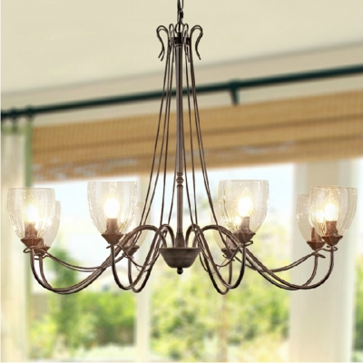 2015 new creative dining room american country style painted iron chandelier modern simple clear wine glass lampshade chandelier
