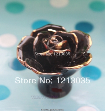 2pcs handmade black rose gold lace ceramic bedroom cabinet cupboard drawer knobs pull handles