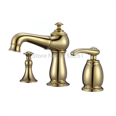 3pcs set polished golden deck mounted waterfall faucets,mixers & taps bathtub mixer bathtub bathroom faucet with strainer 302-1