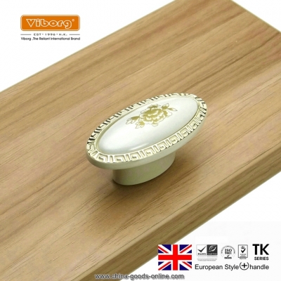 (4 pieces) viborg ceramic+zinc alloy cupboard cabinet door handles pulls knobs, drawer handles pulls knobs, ivory white, tk-905a