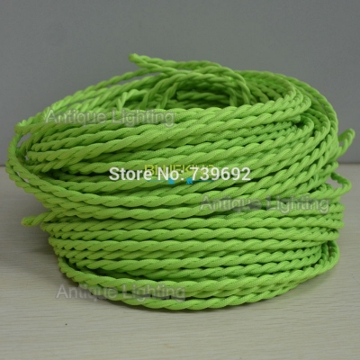 4m/lot 2*0.75mm^2 vintage green knitted cloth electrical wire for pendant lights with copper conductor inner core