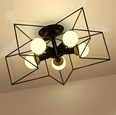 5 lights flush mount modern led ceiling lamps for bedroom living room,metal star ceiling lights home lighting lustre de sala