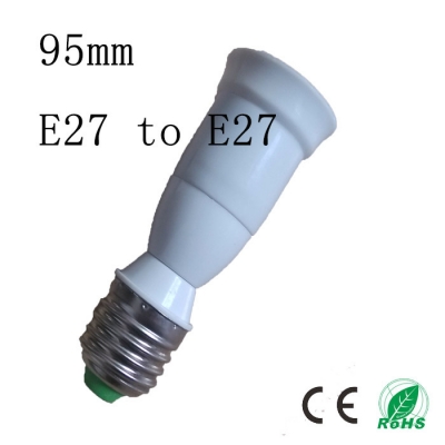 5pcs/lot neck design lamp bases 95mm e27 to e27 socket,elongation type lamp holder,colour and lustre is white