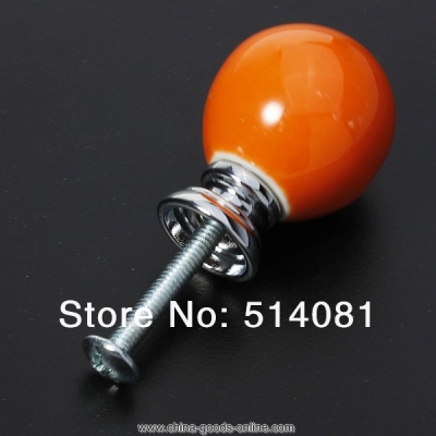 5pcs orange ceramic china door knobs handles drawer pulls cupboard furniture cabinet cherry handle