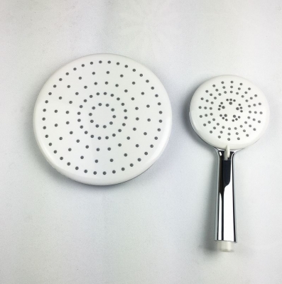 8" round rain shower water saving shower head with hand shower bath mixer with shower white surface