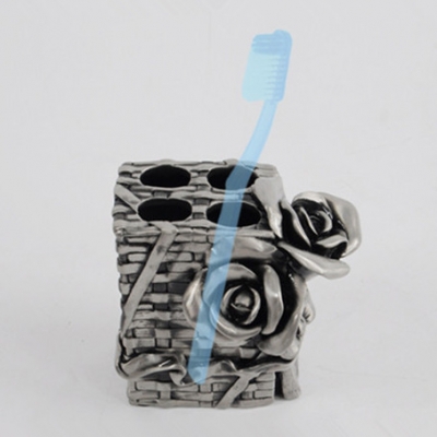 aluminum alloy 4 hole rose fashion tooth style toothbrush holder bracket container for bathroom mb-0091bt