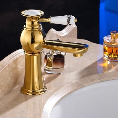 bathroom faucet mixers golden finish brass basin sink faucet ceramic single handle bath mixer taps 9004k [golden-bathroom-faucet-3402]