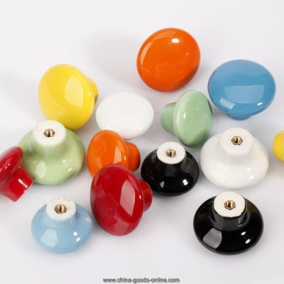 bedroom kitchen cabinets knobs cupboard drawers ceramic pull handles with screw whole price multi color round knobb 38mm [Door knobs|pulls-1897]