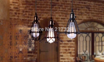 black cable unique american style edison pendant light,vintae bird cage decoration pendant lamp e27/e26 110v/220v 2 color [vinatge-droplight-5240]