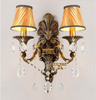 brass color crystal wall sconces light wall bracket lamp for aisle hallway porch corridor [wall-lamp-8639]