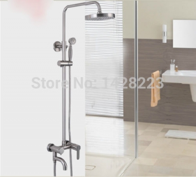 brushed nickel finished wall mounted rainfall shower faucet system single handle bath and shower faucet with hand shower