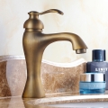 classic antique brass bathroom basin sink deck mounted faucet vanity vessel single handle mixer tap faucet 103c