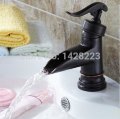 classical oil rubbed bronze deck mounted waterfall bathroom basin mixer tap faucet single hole and cold water