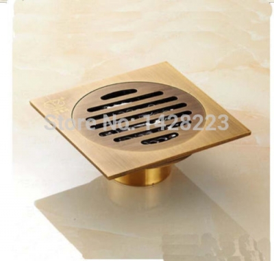 contemporary new antique brass square bathroom shower floor drain washer grate waste drain 4"