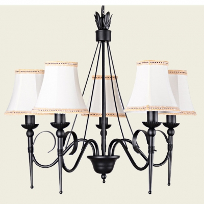europe country simple painted iron chandelier american retro led fabric lampshades chandelier for living room
