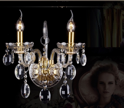 fashion crystal wall lamp wall lights bedroom bedside lamp candle double head wall lamp luxury