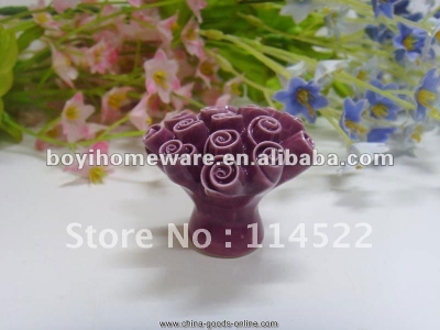 handcrafted decorative knobs ceramic knobs with a bunch of roses whole and retail discount 200pcs/lot mg-5 [Door knobs|pulls-123]