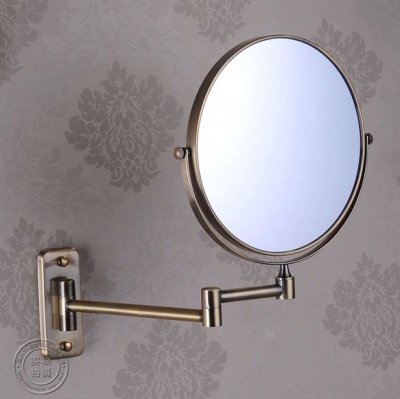 luxry brass 8' inch antique shaving cosmetic mirror double side adjustable bedroom european style bathroom 1208f [makeup-bathroom-mirror-6441]